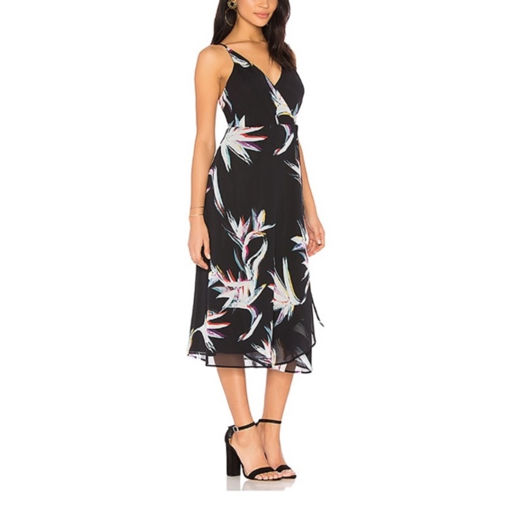 Yumi Kim Tropical Floral Midi Wrap Dress